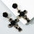 2 Pairs Baroque Rose Flower Cross Long Earrings Vintage Earrings(Black)