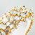 Geometric Rhinestone Headband Wide Side Full Rhinestone Color Thickened Sponge Hair Accessory(White)