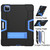 For iPad Pro 12.9 2021 / 2020 / 2019 Contrast Color Silicone + PC Protective Tablet Case with Holder(Black + Blue)