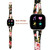 For Fitbit Versa 2 Leather Middle Opening Watch Band(Black Pink Flower)