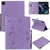 For iPad Pro 12.9 (2020) & (2018) Cat Bee Embossing Pattern Horizontal Flip Leather Tablet Case with Holder & Card Slots & Wallet & Pen Slot(Purple)