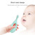 2-in-1 Baby Silicone Toothbrush Creative Baby Soft Hair Short Handle Short Neck Protector(Blue)