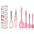 6 in 1 Silicone Kitchenware Slotted Spatula Scraper Egg Beater Brush Food Clip Set(Pink)
