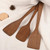 Long Handle Unpainted Chicken Wings Wooden Spatula Kitchen Utensils, Style:Square Curved Spade
