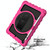 For iPad 9.7 (2018) & (2017) 360 Degree Rotation PC + Silicone Shockproof Combination Case with Holder & Hand Grip Strap & Neck Strap(Hot Pink)