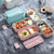 Double-layer Lunch Box Plastic Microwaveable Student Lunch Box Cutlery set(Green)