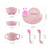 Creative Anti-scald Children Tableware Baby Snail Compartment Spoon Cup Bowl(Pink)