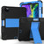 For iPad Pro 11 (2020) Shockproof Two-Color Silicone Protection Tablet Case with Holder & Pen Slot(Black+Blue)
