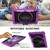 For iPad 10.2 360 Degree Rotating Case with Pencil Holder, Kickstand Shockproof Heavy Duty with Shoulder Strap,Hand Strap(Purple)