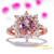 3 PCS/Set Snow Shape Gemstone Jewelry Set For Women, Ring Size:7(Pink)