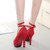 Women Shoes Round Toe Stiletto High Heels, Size:35(Blue)