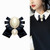 Women Pearl Bow-knot Bow Tie Cloth Brooch Clothing Accessories, Style:Tie Belt Version(Black)