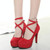 Women Shoes Round Toe Stiletto High Heels, Size:38(Red)