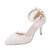Women Shoes Lace Pearl Princess Pointed Shoes, Size:40(White 7.5 cm)