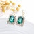 Square Crystal Necklace Earrings Ring For Women Jewelry Sets(Green)