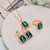 Square Crystal Necklace Earrings Ring For Women Jewelry Sets(Green)