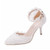 Women Shoes Lace Pearl Princess Pointed Shoes, Size:42(White 7.5 cm)