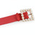 Fashionable Pearl Square Buckle Decorative PU Leather Belt for Women, Size:80-100cm(Red)