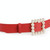 Fashionable Pearl Square Buckle Decorative PU Leather Belt for Women, Size:80-100cm(Red)