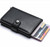 PU Aluminum Alloy Card Case Anti-magnetic RFID Shielding Anti-Theft Wallet(Black)