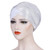 2 PCS Women Beaded Two-color Turban Hat Bright Silk Cloth Hooded Cap(White)
