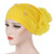 Women Personality Rear Flower Decoration Turban Hat Beaded Hooded Cap, Size:M (56-58cm)(Yellow)