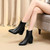 Autumn  Winter Glitter Square Heel Pointed Low-Top Women Boots, Size:33(Black)