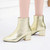 Autumn  Winter Glitter Square Heel Pointed Low-Top Women Boots, Size:35(Gold)