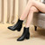Autumn  Winter Glitter Square Heel Pointed Low-Top Women Boots, Size:36(Black)