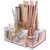 Transparent Acrylic Stationery Storage Box Creative Desk Organizer Plastic Compartment Pen Holder Office Accessories(Brown)