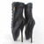 Ballet Pumps Spike Heel Black Lace-Up Pointed Toe Shoes, Size:38(Matte Black)