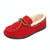 Solid Color Velvet Warm Female Flat Cotton Non-slip Shoes, Size:35(Red)
