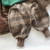 Childrens Plaid And Velvet Bloomers And Drawstring Pants (Color:Coffee Size:80)