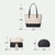 3 in 1 Fashion Simple Lady Diagonal Large Capacity Handbag Letter Bag(White + Brown)