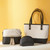 3 in 1 Fashion Simple Lady Diagonal Large Capacity Handbag Letter Bag(White + Brown)