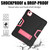For iPad Air 2022 / 2020 10.9 Contrast Color Robot Shockproof Silicon + PC Protective Case with Holder & Pen Slot(Black + Rose Red)