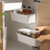 Wall-mounted Drawer Type Kitchen Spice Rack Perforation-free Household Cabinets & Kitchenware Storage Rack(White)