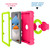 For Amazon Kindle Fire HD8 (2020) PC + Silicone Shockproof Combination Case with 360 Degree Rotating Holder & Handle(Rose Red + Grass Green)