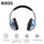 VJ033 Multi-function Upgrade Bluetooth 5.0 Headset Stereo Wireless LED Microphone FM Radio Headset(Gray)