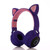 BT028C Cute Cat Ear Bluetooth 5.0 Headphones Foldable On-Ear Stereo Wireless Headset Headphone with Mic / LED Light / FM Radio / TF Card(Purple)