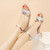 Wild Word Buckle Sandals Female Student Square with Sandals, Size:39(Silver)
