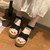Sloppy Platform Suede Sandals, Shoes Size:36(Black)