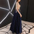 Summer Banquet Dignified Atmosphere Long Navy Blue Annual Meeting Host Dress, Size:XXXL(Navy Blue)