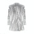 Women Sequined Suit Jacket Without Buckle Stage Clothing(Color:Silver Size:M)