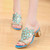 Fashion Thick Heel Rhinestone Fish Mouth Slippers, Size:37(Sky Blue)