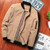 Men Zipper Jacket Male Casual Streetwear Hip Hop Slim Fit Pilot Coat Men Clothing, Size: XXL(Khaki)