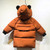 Winter Children Mid-length Thick Warm Down Jacket Cartoon Animal Ear Shape Hooded Cotton Jacket, Height:80cm(Black)