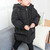 Winter Children Mid-length Thick Warm Down Jacket Cartoon Animal Ear Shape Hooded Cotton Jacket, Height:80cm(Black)