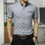 Men Business Shirt Short Sleeves Turn-down Collar Shirt, Size:L(Gray)