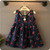 Summer Girls Cherry Pattern Sleeveless Dress, Kid Size:130cm(Navy Blue)